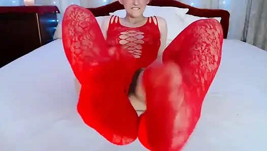Red Stockings for Foot Lovers