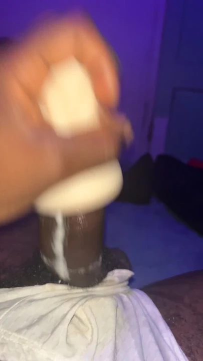 Using my own cum as lube for my pocket pussy