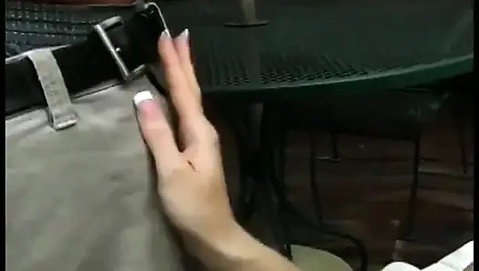 Pretty older blonde pleases a stubby dick until it spits at her