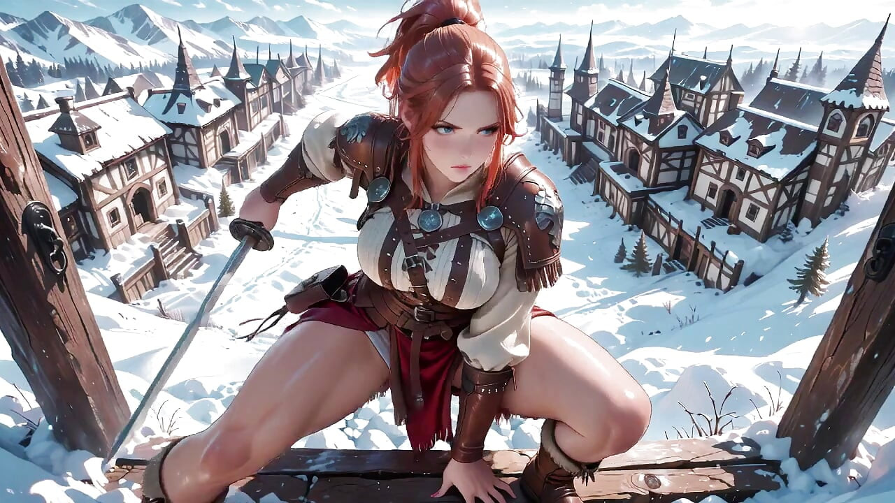 Forbidden Leather Armor Seduction in Medieval Village. Cold Queen Unzips Her Gear & Goes Wild!