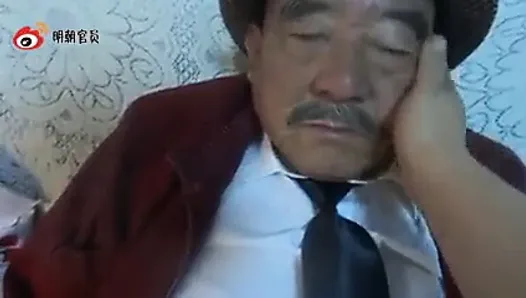 Japanese grandpa in suit suck cock