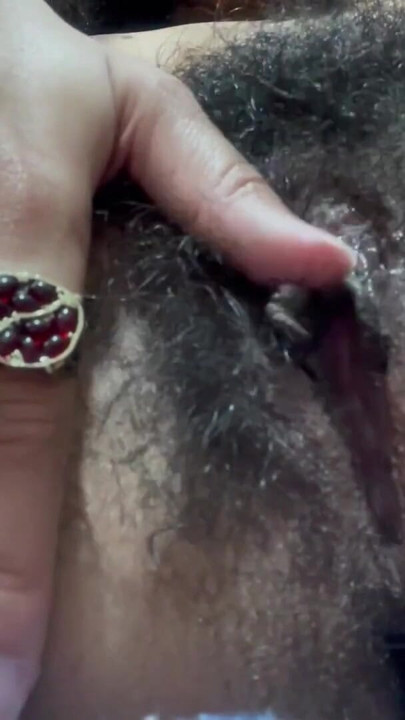 Close up: Hairy Goddess massaging her wet pussy | Clip 3