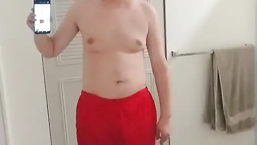Nude boy in bathroom