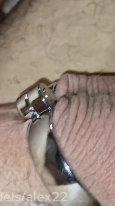 Jaw-dropping moment from "Young Femboy ripped off chastity to splash cum from a huge dick from daddy's fuck"