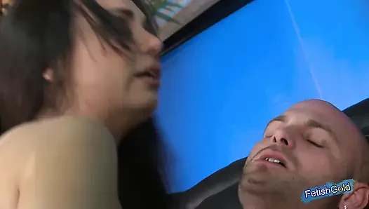 Busty brunette gets her pussy and ass smashed hard