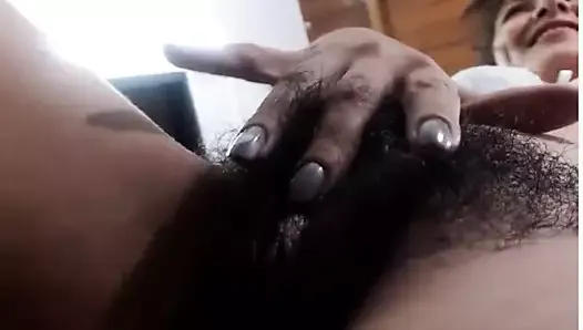 Hairy MILF Runs her Fingers through her Bush