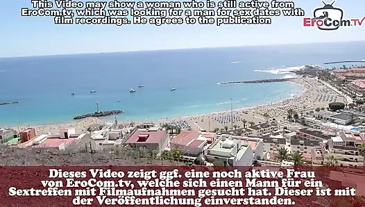 Turis rambut pirang mallorca dientot sama 2 orang jerman yang lagi liburan di pantai