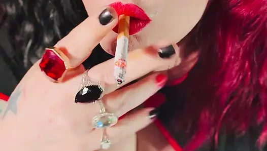 Miss Tina Snua Would Love To Smoke With You - Smoking A Cork cigarette With Match Light Up