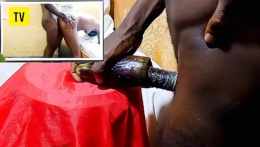 Fucking egg plant and feeling as real pussy while watching porn movie , all what I needed was sexual pleasure till i get CUM