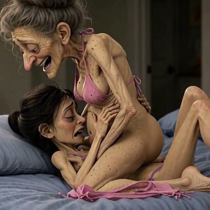 Old Woman Rubs Her Pussy on a Young Woman