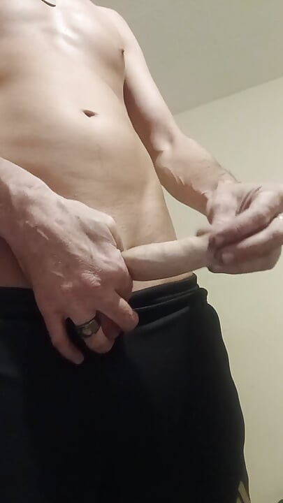 Showing off my cock in joggers