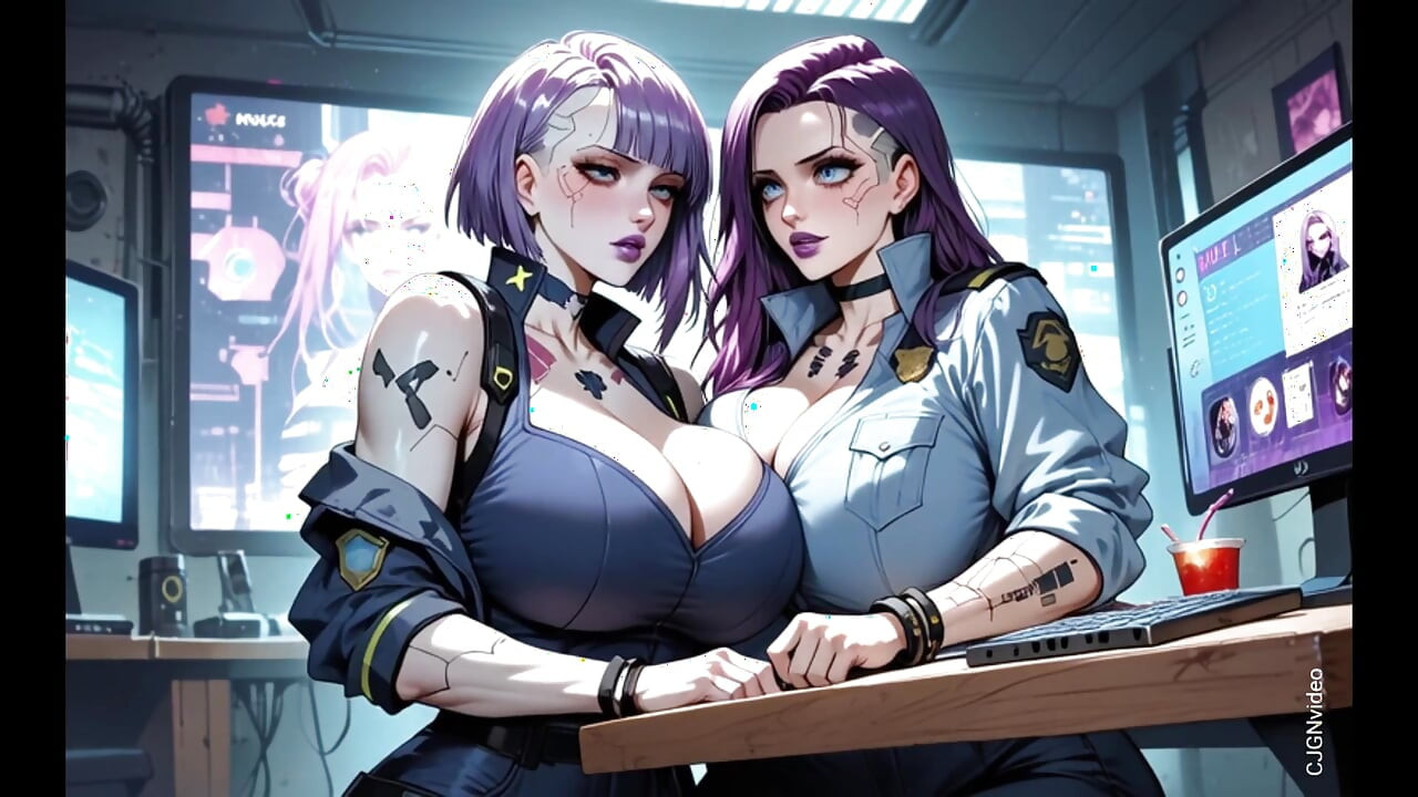 Cyberpunk police officer women undress (Ai animation)