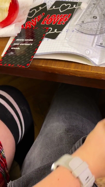 HIGH SCHOOLGIRL Stroking him Off in MATH Class under the Table. At College | Clip 1