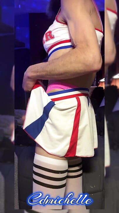 Cdmichelle Wearing Sexy Cheerleader Outfit While Jamming Music