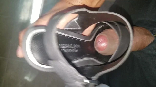 Cum on black heels