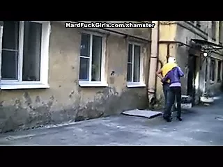 Sexy blonde caught and fucked in an abandoned house