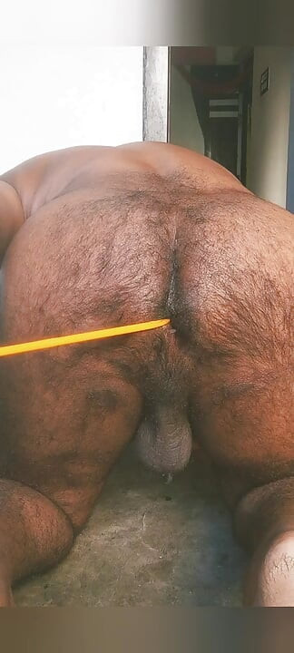 Anal catheter insert into indian Pierced hairy anal.