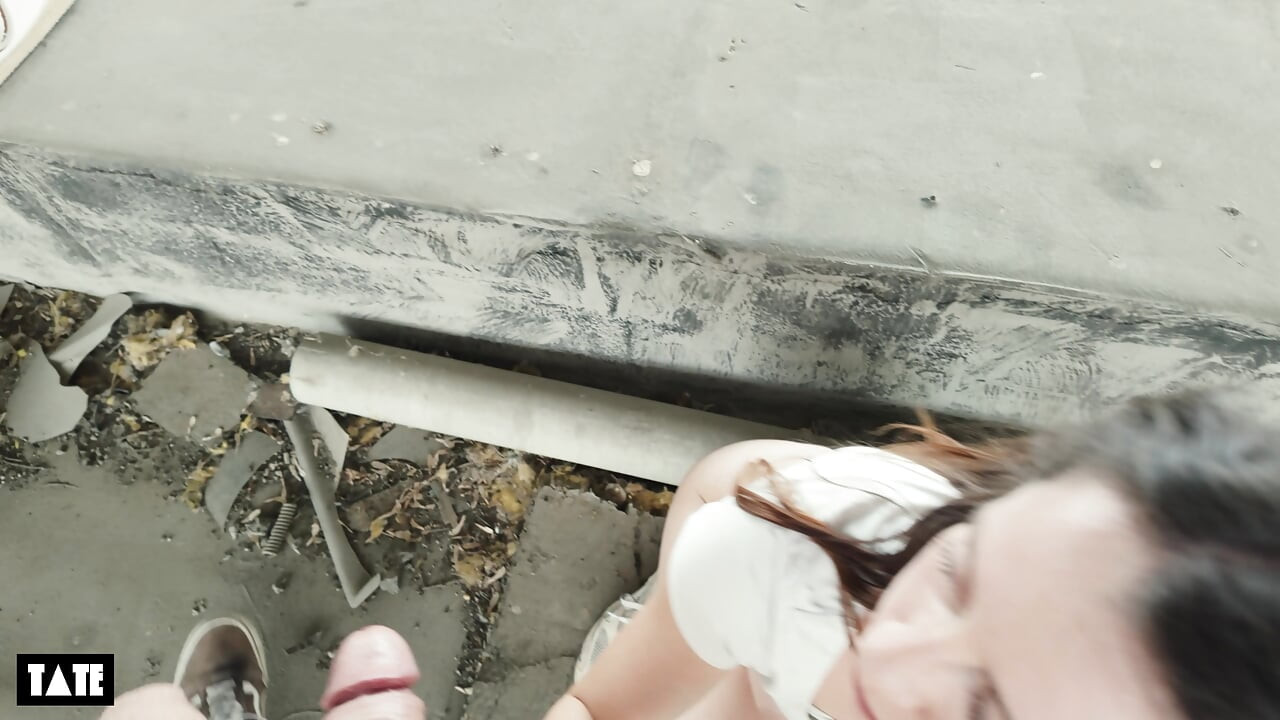 urbex date turns into sneaky public sex with hot brunette