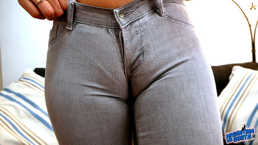 Perfect CAMELTOE and ROUND ASS Slut In Super Tight Jeans