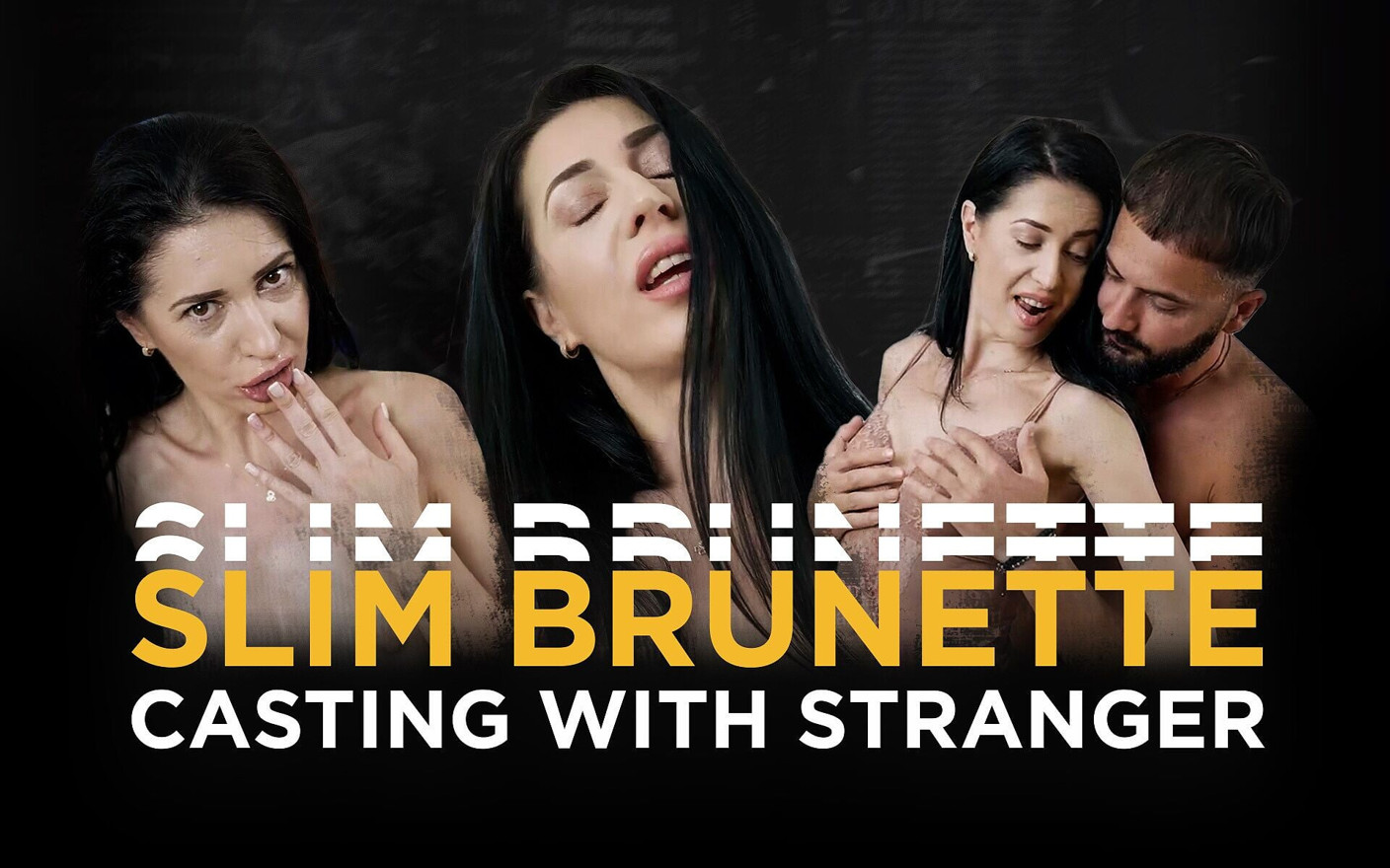 Slim brunette casting with a stranger!
