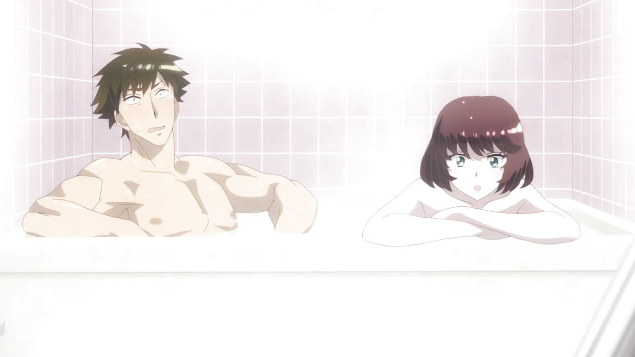 ''Stenjanje odjekuje u sparnoj vanjskoj kupki'' Neočekivani trojac (hentai seks)