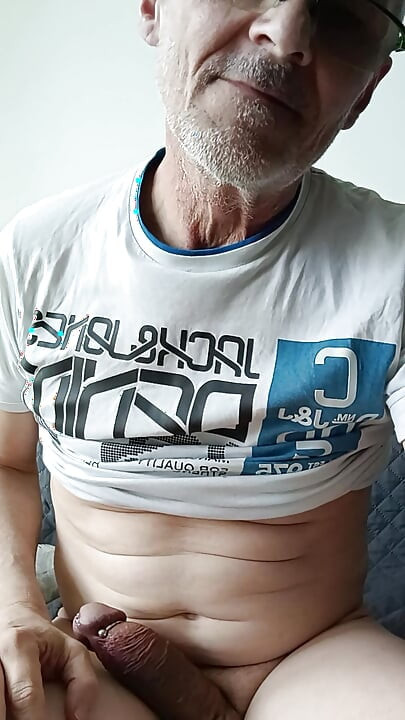 Exhibition of a mature man in heat