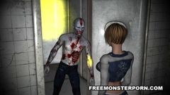 Rondborstige 3D -babe anaal geneukt door een zombie