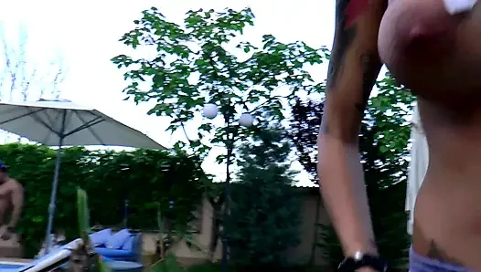 Blondine, Gangbang Im Freien, DP, Dreier-fick-fest