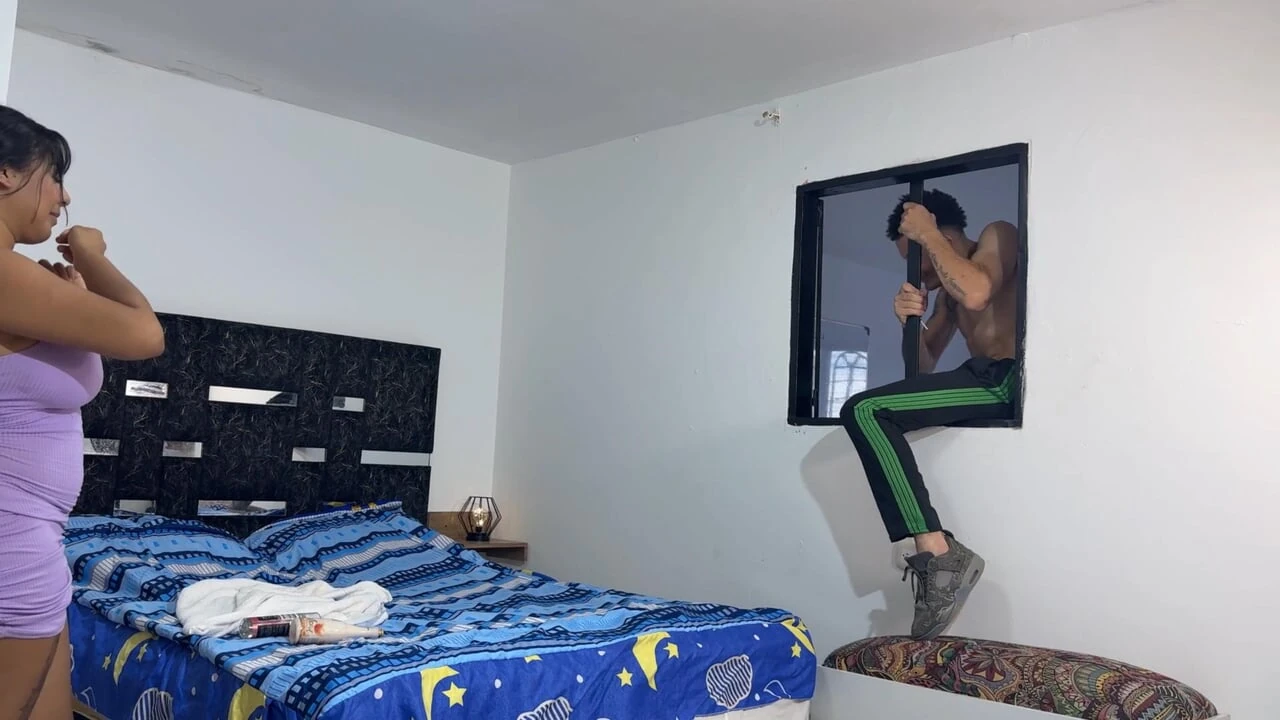 I take advantage of the fact that my neighbor's cuckold comes out to watch his beautiful wife while she gets dressed and fuck her very well.