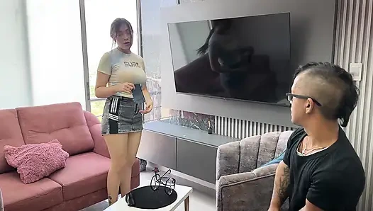 Cebol penis besar memiliki seks buatan sendiri dengan tetangga saya yang marah terangsang.