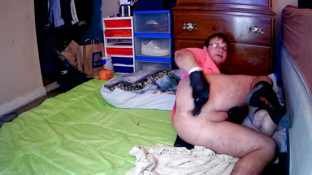 Creamy strokes with curvy black dildo