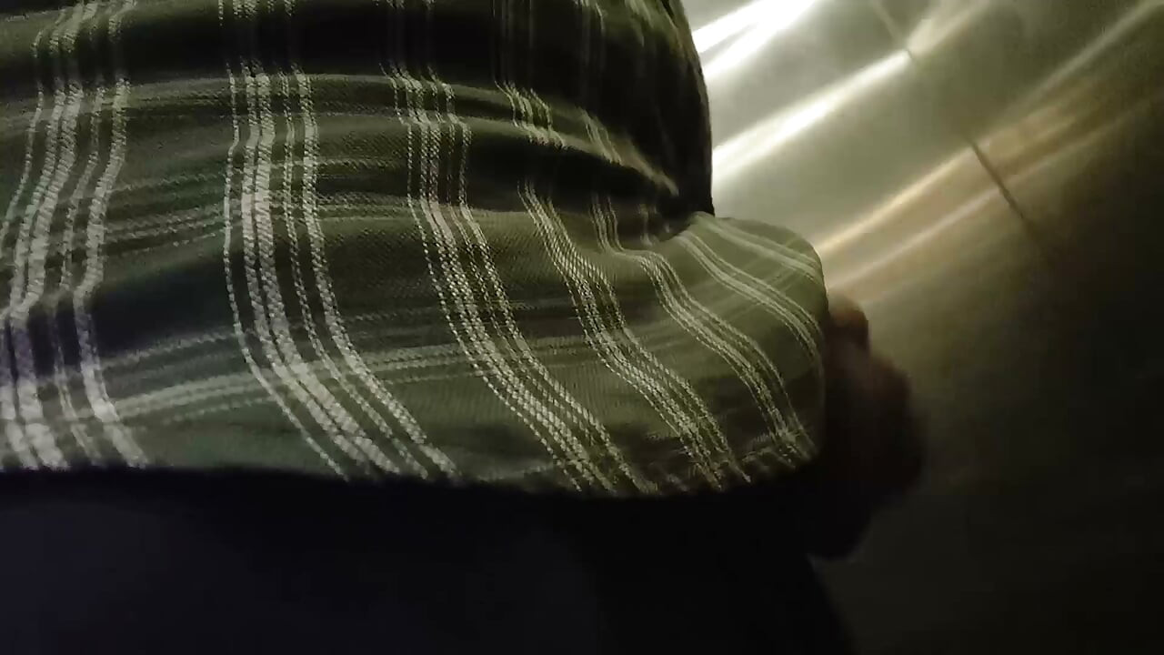 Tamil no elevador a mostrar o pau