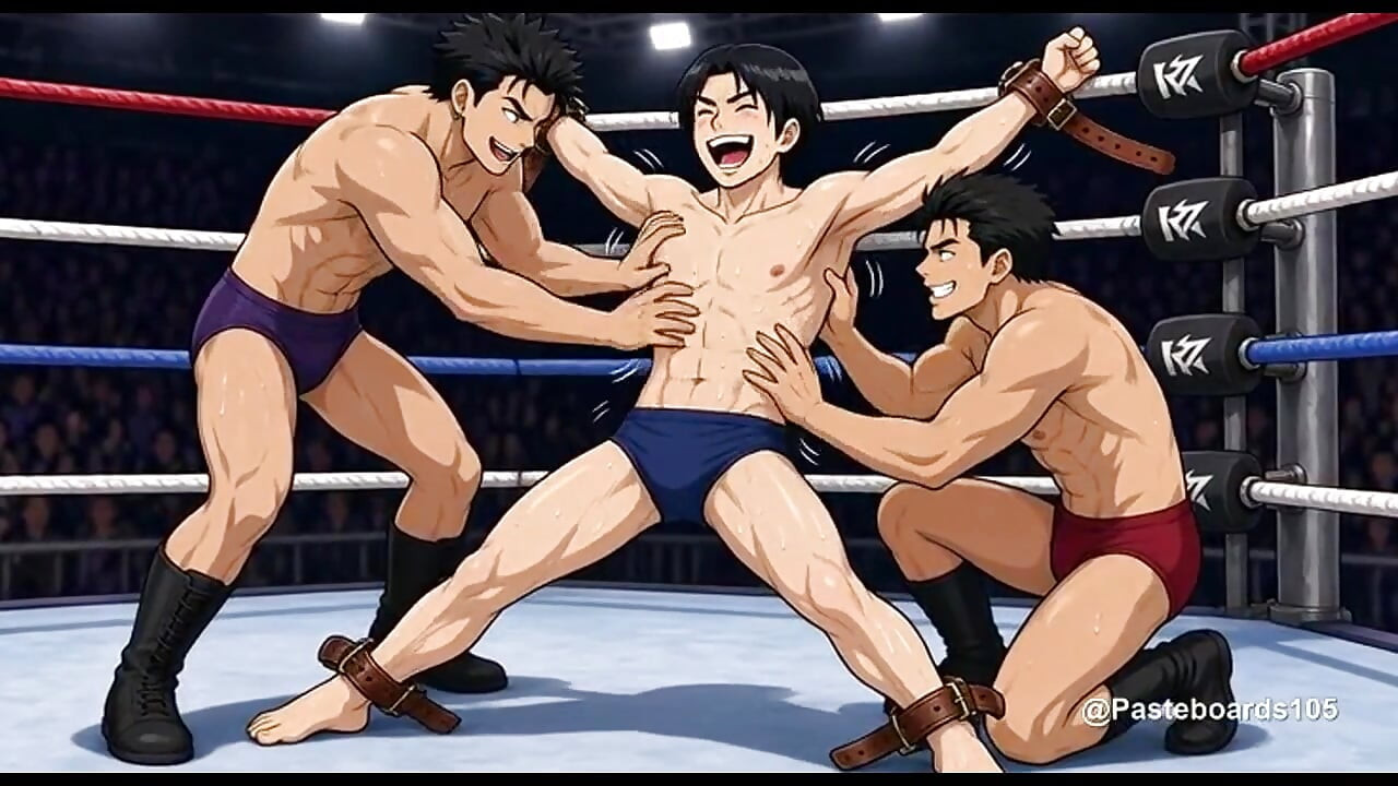 Roped To The Turnbuckle - Bare Hands On A Bound Wrestler's Armpits And Ribs (2D Anime Bara)