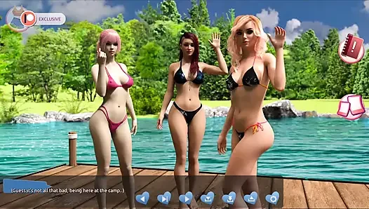 Membantu cewek-cewek hot #4 - johanne bangun diikat di pohon dan sebagainya... Sepong kontol cowok itu... Belle dan Stacy saling bermain.