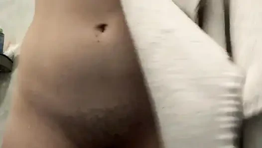 Wet girl caresses her body in the shower