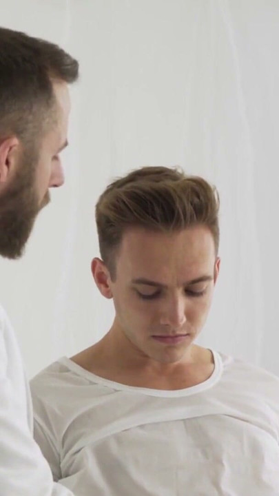 Young Mormon newcomer rides his bearded elders massive cock | Clip 1