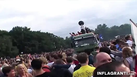 EU sluts dancing naughty in the crowds