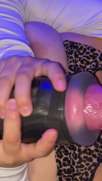 Epic moment from "I masturbate my boyfriend with a toy while licking his balls | Extreme pleasure for my male"