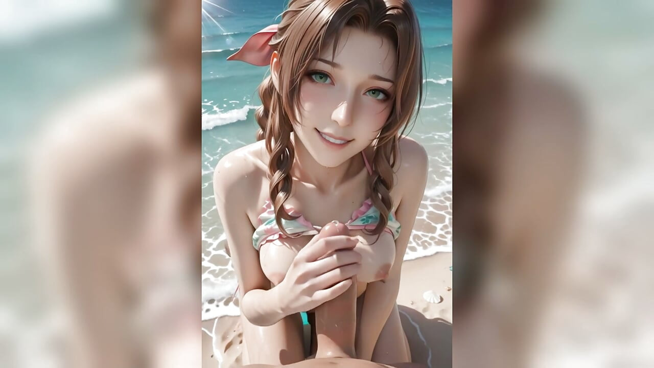 Aerith Gainsborough plažni titjob, topless tease i noćna scena