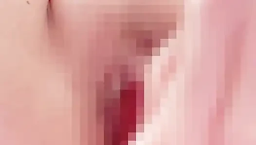 Close-up of pussy squirting dildo masturbation