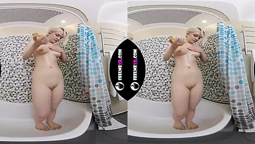 Coroline Masturbates in Shower with Pink Vibrator 3D 180vr