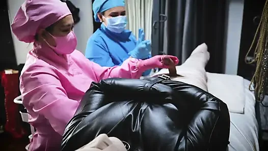 Sadistic Nurses Sounding Tied Up Patient