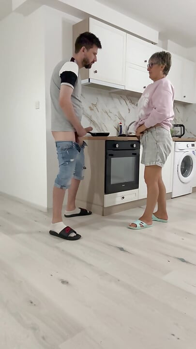Anal GILF Cooking Omelette!!!