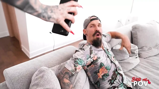 Blow me POV - A tattoed babe sucks her step brother