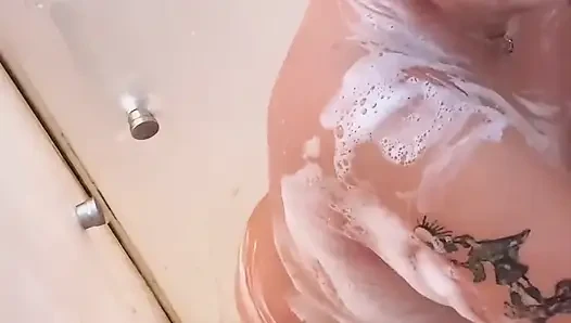 Big Belly BBW Shower Time Fun: Saggy Tits, Amazing Big Booty & Wet Curvy Body