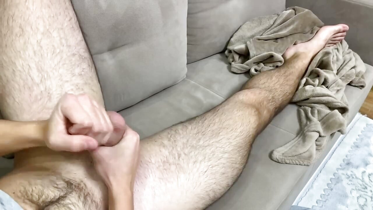 My hot masturbation and I cum on sofa