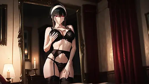 Yor Forger занимается сексом в спальне. Йор Форгер любит быть шлюшкой. Хентай косплей (сгенерированный ИИ)