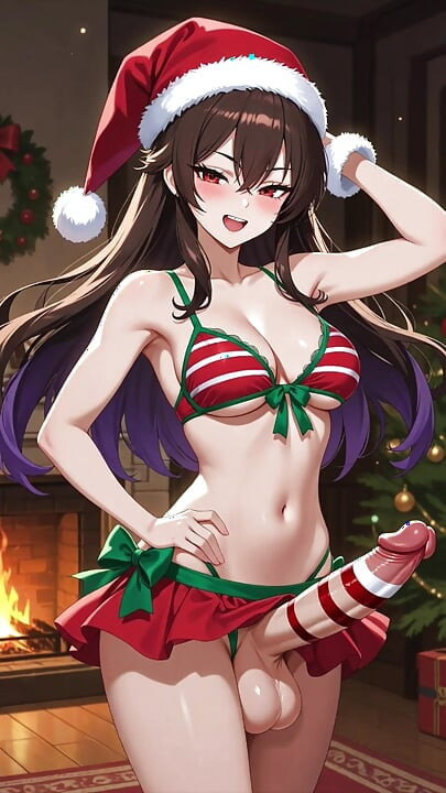 Large Transgender Cocks Cumming on Presents and Christmas Trees