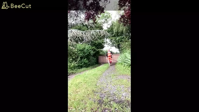 Dressed with a short orange dress for a night out