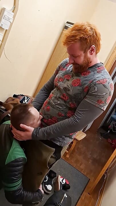 Ginger Guy in Leather Gets on His Knees – Gay Amateur Blowjob